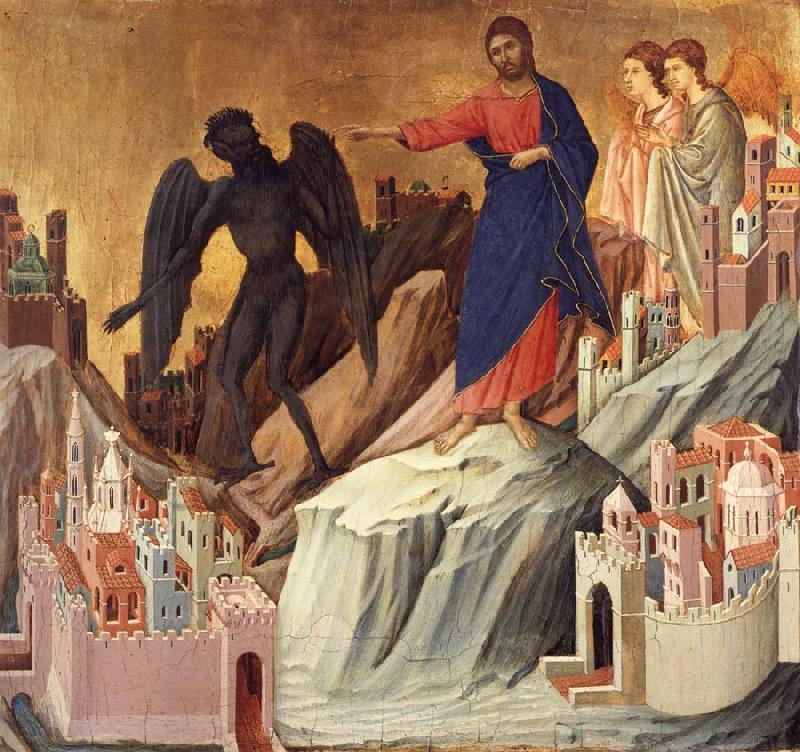 Duccio di Buoninsegna The temptation of christ on themountain oil painting image